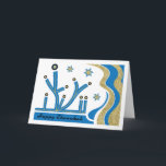 Hanukkah/Chanukah Greeting Card with Envelope<br><div class="desc">Hanukkah/Chanukah Greeting Card with White Envelope Blue/Gold. Modern Menorah design with lots of zing! Personalise by deleting, "Happy Chanukah" and choosing your favourite font style, colour, size and wording . Use the blank inside page to express your best wishes for a wonderful Hanukkah! Look for matching postage stamp, photo card,...</div>