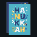 HANUKKAH  Chanukah Menorah Dreidel Greeting Card<br><div class="desc">Our Hanukkah Greeting card with a dreidel, menorah, jelly doughnut, and Jewish stars of David is a beautiful, fun way to wish family and friends a Happy Hanukkah in style. . Personalise with your custom greeting on the reverse to make it truly one of a kind. Enquiries: message us or...</div>
