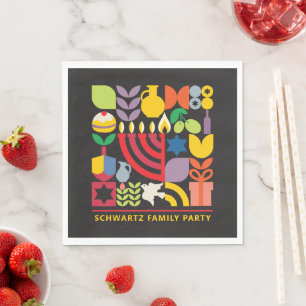 Hanukkah Chanukah Menorah Dreidel Jewish Symbols N Napkin