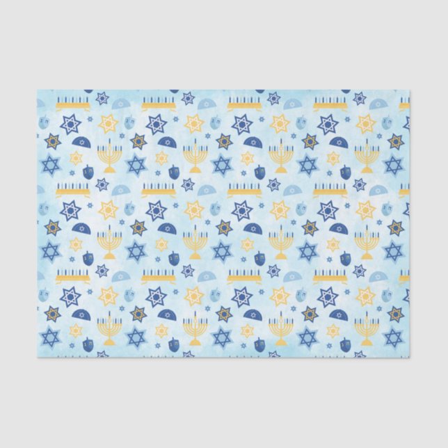 Hanukkah Chanukah Menorah Lights Stars Driedels Tissue Paper (Front)