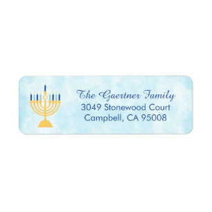 Hanukkah Chanukah Menorah Return Address Label