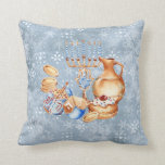 Hanukkah Chanukah Menorah Watercolor Blue Snow Cushion<br><div class="desc">This design was created through digital art. It may be personalised by clicking the customise button and changing the colour, adding a name, initials or your favourite words. Contact me at colorflowcreations@gmail.com if you with to have this design on another product. Purchase my original abstract acrylic painting for sale at...</div>
