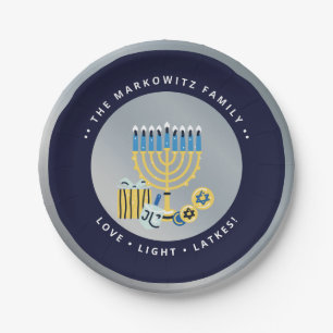 Hanukkah Chanukah Personalised Menorah Dreidel  Paper Plate