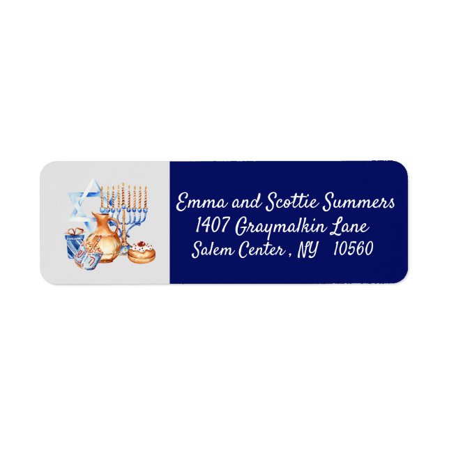 Hanukkah Chanukah Return Address Blue Return Address Label (Front)