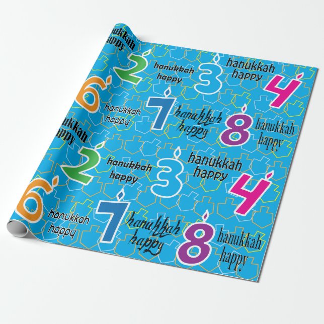 Hanukkah/Chanukah Wrapping Paper "Hanukkah Happy" (Unrolled)