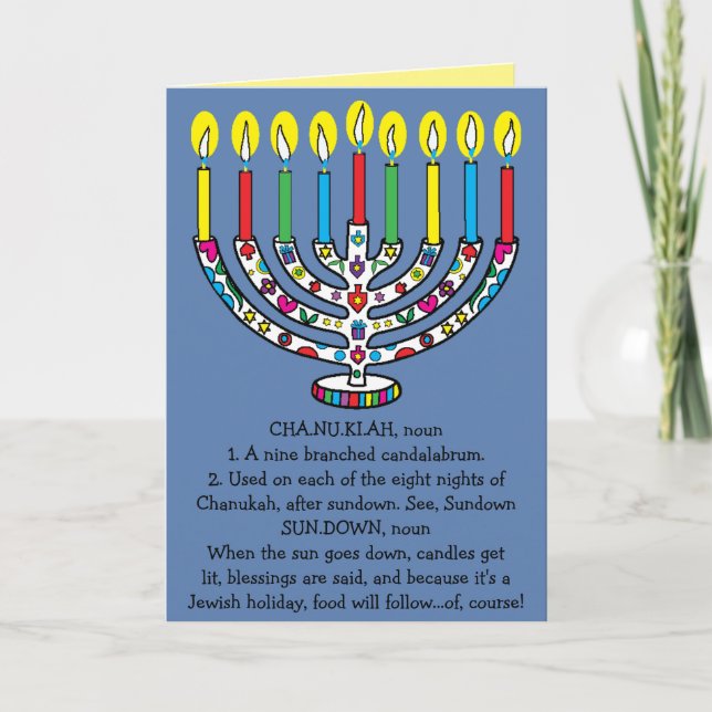 Hanukkah Chanukiah Funny Menorah Holiday Card (Front)