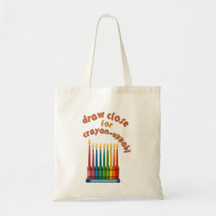 Hanukkah Chanukkah Crayon-ukkah Funny Menorah Gift Tote Bag