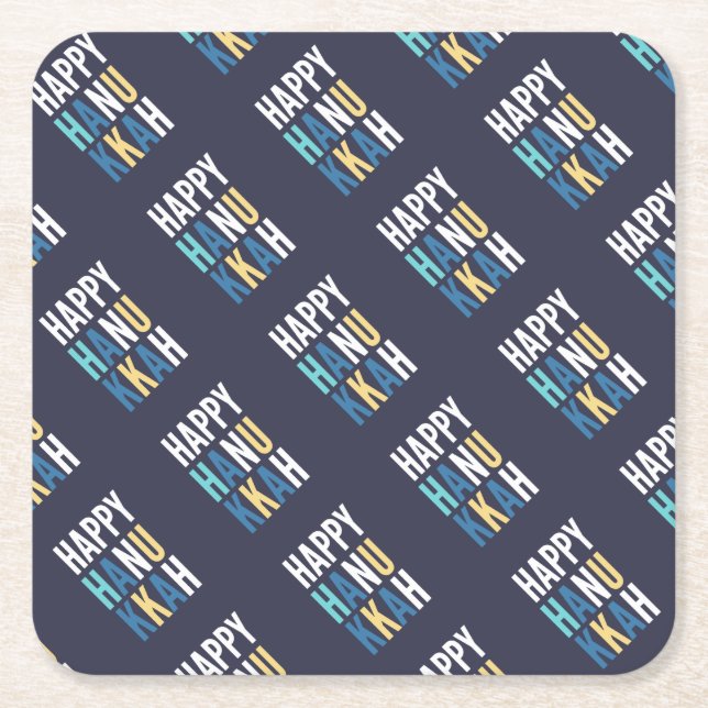 Hanukkah Characters Square Paper Coaster (Front)