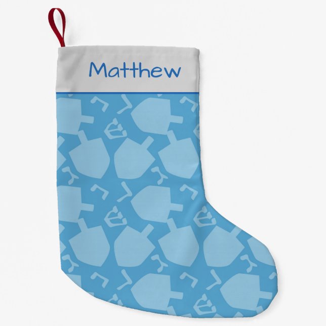 Hanukkah Charm Dreidel and Hebrew Alphabet Small Christmas Stocking (Front)