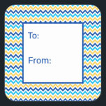 Hanukkah Chevron Square Sticker<br><div class="desc">These fabulous gift tags would look great on all your Hanukkah gifts.  They are trendy yet traditional with chevron stripes in blue,  turquoise and yellow.  They'll look so amazing on your gifts.</div>