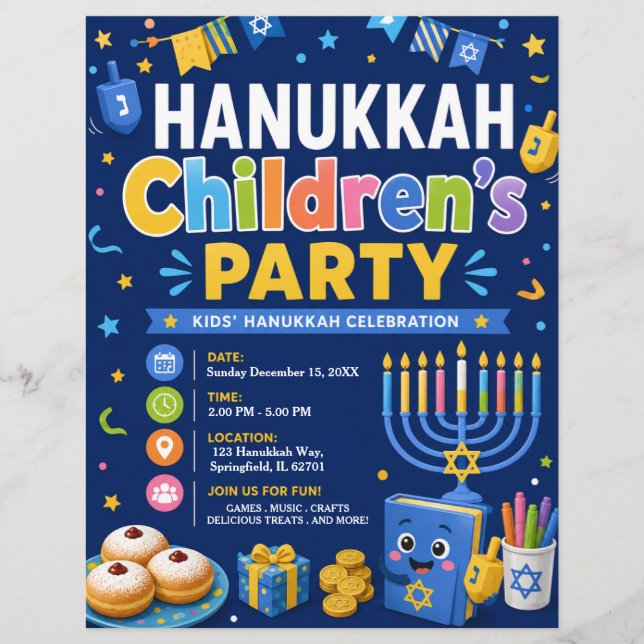 Hanukkah Children’s Party Flyer (Front)