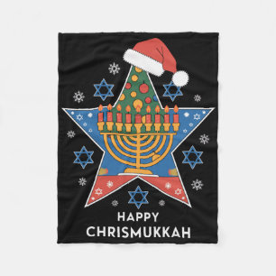 Hanukkah Christmas Hanukkah Chrismukkah Happy Chri Fleece Blanket