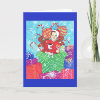 Hanukkah Christmas Holiday Greeting Card with Dog