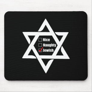 Hanukkah Christmas Star Of David Nice Naughty Jewi Mouse Pad