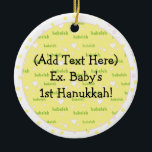 Hanukkah Circle Ornament<br><div class="desc">Hanukkah Circle Ornament. Personalise by using your favourite font style, colour, size and wording.</div>