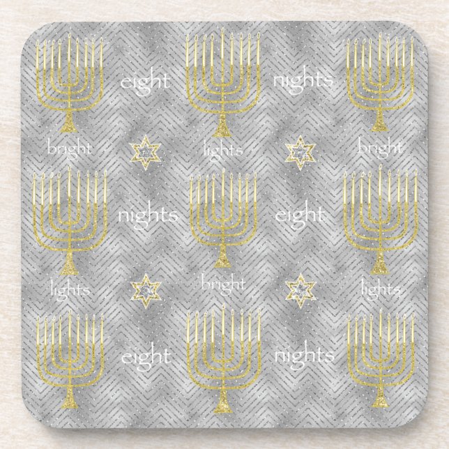 Hanukkah Coaster Personalise Elegant Menorahs (Front)