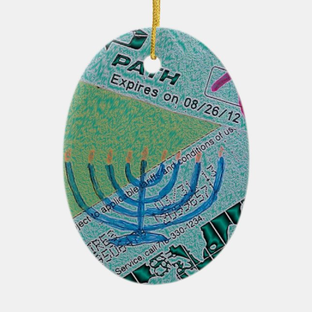 Hanukkah Collage Ceramic Ornament (Front)