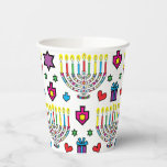 Hanukkah Colourful Menorahs  8 oz. Paper Cups<br><div class="desc">Paper Cups "Hanukkah Colourful Menorahs" 8 oz. Also, enjoy matching paper plates and paper napkins. Personalise by adding text. Choose your favourite font style, colour, and size. Thanks for stopping and shopping by. Happy Hanukkah/Chanukah Sameach! Size: 8oz Paper Cup Throw a spectacular party with fully customisable paper cups to match...</div>