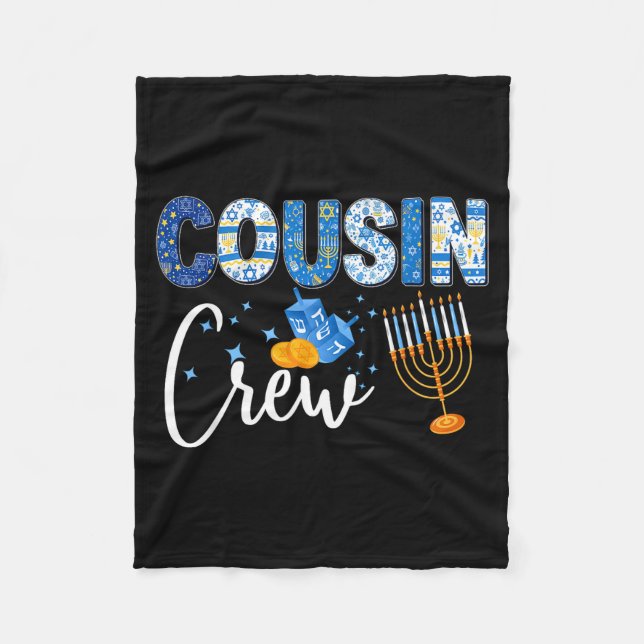 Hanukkah Cousin Crew Matching Family Christmas Paj Fleece Blanket (Front)
