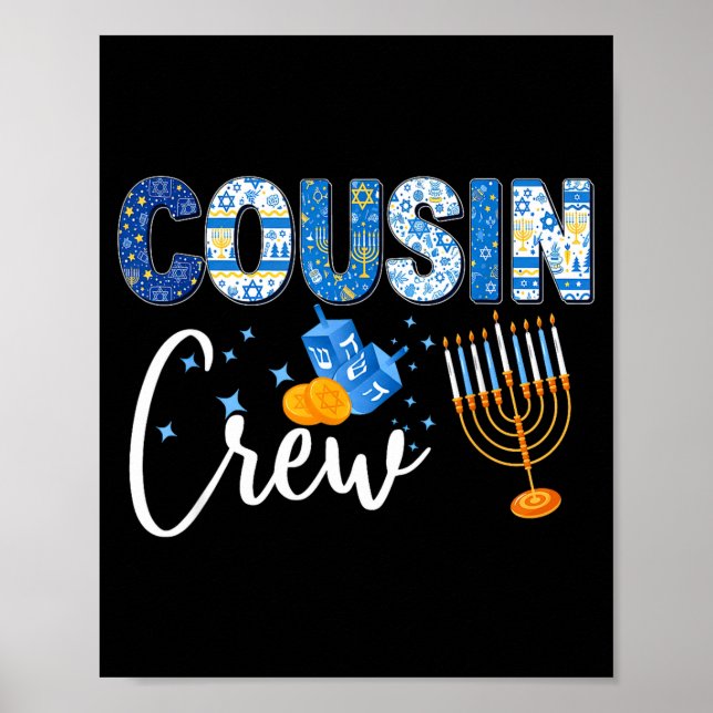 Hanukkah Cousin Crew Matching Family Christmas Paj Poster (Front)