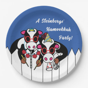 Hanukkah Cows Hamookah Party Paper Plate