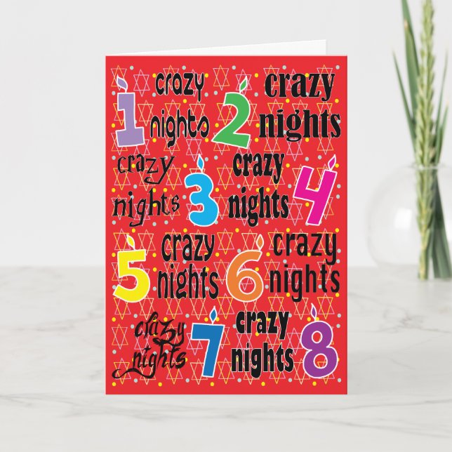 "Hanukkah Crazy Nights" Greeting Card w Envelope (Front)