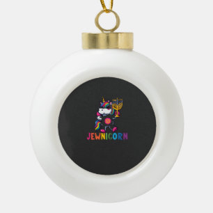 Hanukkah Dabbing Unicorn Jewnicorn Chanukah Jewish Ceramic Ball Christmas Ornament