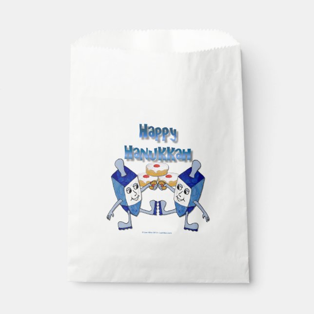 Hanukkah Dancing Dreidels and Jelly Doughnuts Favour Bag (Front)