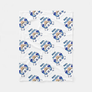 Hanukkah Dancing Dreidels and Jelly Doughnuts Fleece Blanket