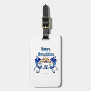 Hanukkah Dancing Dreidels and Jelly Doughnuts Luggage Tag