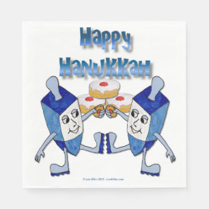 Hanukkah Dancing Dreidels and Jelly Doughnuts Napkin