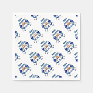 Hanukkah Dancing Dreidels and Jelly Doughnuts Napkin