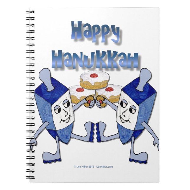 Hanukkah Dancing Dreidels and Jelly Doughnuts Notebook (Front)