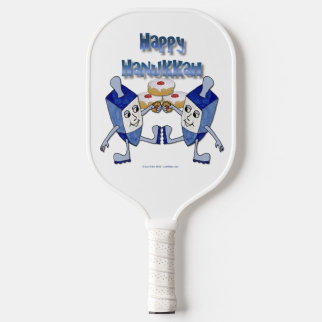 Hanukkah Dancing Dreidels and Jelly Doughnuts Pickleball Paddle (Front)