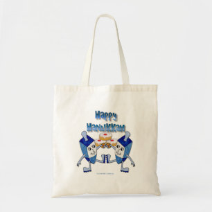 Hanukkah Dancing Dreidels and Jelly Doughnuts Tote Bag