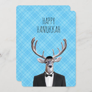 Hanukkah Deer with Tux and Yarmulke Invitation