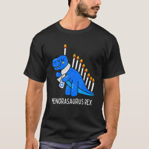 Hanukkah Dinosaur Menorasaurus Blue Rex Chanukah B T-Shirt