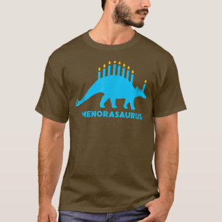 Hanukkah Dinosaur Menorasaurus Funny Jewish Stegos T-Shirt