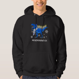 Hanukkah Dinosaur Menorasaurus Rex Dino Chanukah B Hoodie