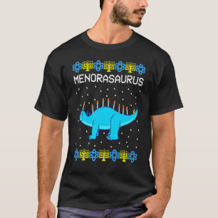 Hanukkah Dinosaur Menorasaurus Ugly  Dino 1 T-Shirt