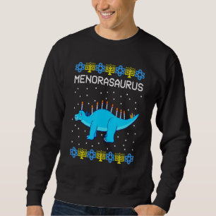 Hanukkah Dinosaur Menorasaurus Ugly Sweater Dino