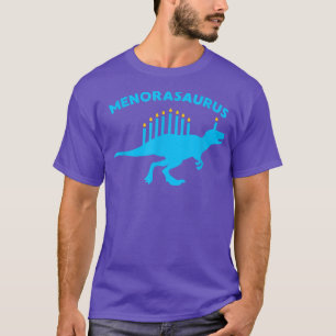 Hanukkah Dinosaur Velociraptor Menorasaurus Funny  T-Shirt