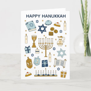 Hanukkah Doodles cute Folded Holiday Card