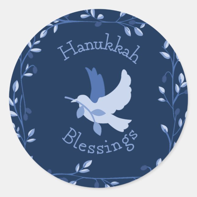 Hanukkah Dove Blessings Stickers (Front)