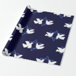 Hanukkah Dove Peace Star of David Patterned Wrapping Paper<br><div class="desc">Hanukkah Dove Peace Star of David Patterned Dark Blue Wrapping Paper Roll.</div>