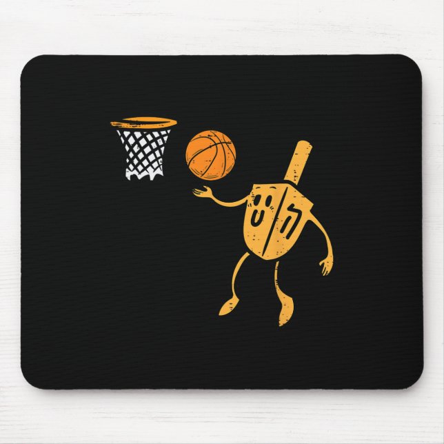 Hanukkah Dreidel Basketball Chanukah Jewish Men Bo Mouse Pad (Front)