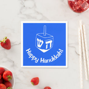 Hanukkah Dreidel Blue White 4Debby Napkin