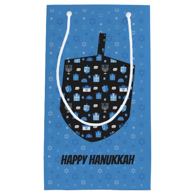 Hanukkah Dreidel Cutout Small Gift Bag (Front)