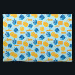 Hanukkah Dreidel Game Gelt Dark Blue Placemat<br><div class="desc">Hanukkah Dreidel Game Gelt Dark Blue Personalised Pattern. Chanukah dreidels in blue.</div>