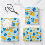 Hanukkah Dreidel Game Gelt Dark Blue Wrapping Paper Sheet<br><div class="desc">Hanukkah Dreidel Game Gelt Dark Blue Personalised Pattern. Chanukah dreidels in blue.</div>